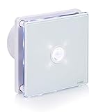 STERR Weißer Badlüfter 100 mm mit LED + PIR - Badezimmerventilator - Glasfront - Modernes...