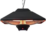 Aktobis Decken-Heizstrahler, Balkonheizer, Zeltheizer WDH-200LS (Schwarz + bis 2.000 Watt + LED...