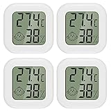 PAIRIER 4 Stück luftfeuchtigkeitsmesser Thermometer Innen Mini LCD Digital Thermometer...