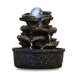 Zen Light Zen'Light - Zimmerbrunnen LittleRock - Naturwasserfall mit Steineffektund farbigem...