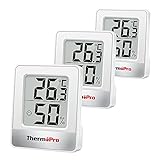 ThermoPro TP49W-3 digitales Mini Thermo-Hygrometer Thermometer innen Raumthermometer 3 er...