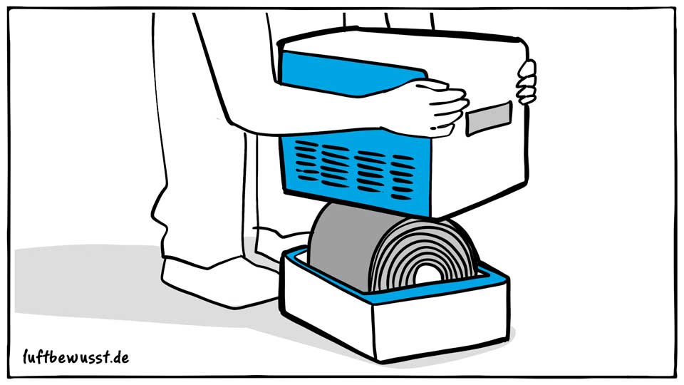 Illustration Luftwäscher - hier Demontage zum Wasserwechsel